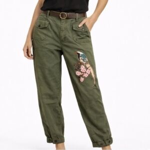 G-Star Raw Radar Mid Boyfriend Army Green Pants Bird Embroidery 29